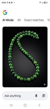 Vintage Deep Green Jadeite/Nephrite Beaded Strand Necklace, Pre-Owned